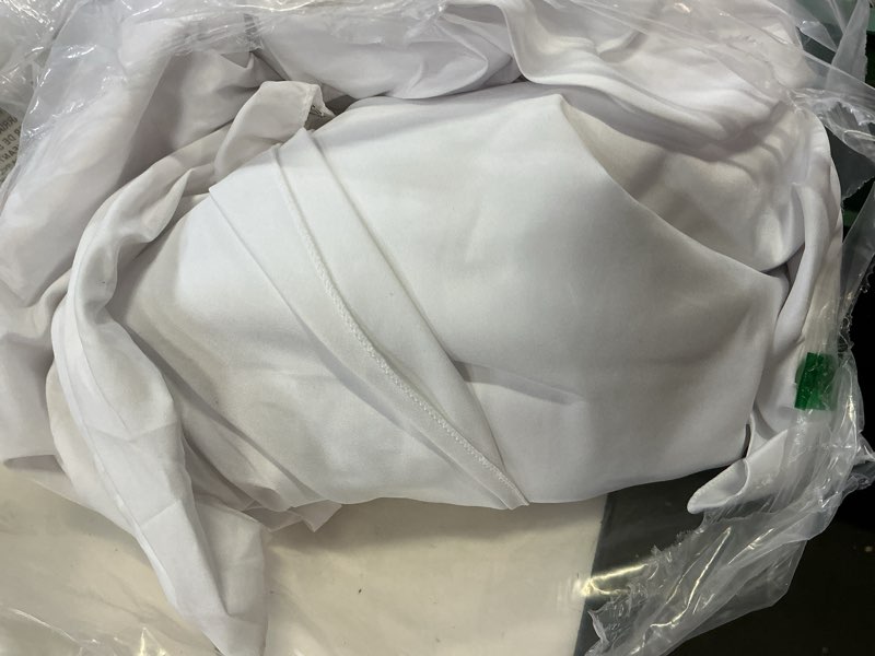 Condition photo showing As Is for kesfey 4 packs white round table cloths 90 inch white polyester circle bulk linen tablecloth wrinkle resistant tablecloths washable high density fabric tablecovers for wedding camping banquet parties 4 90 inch white