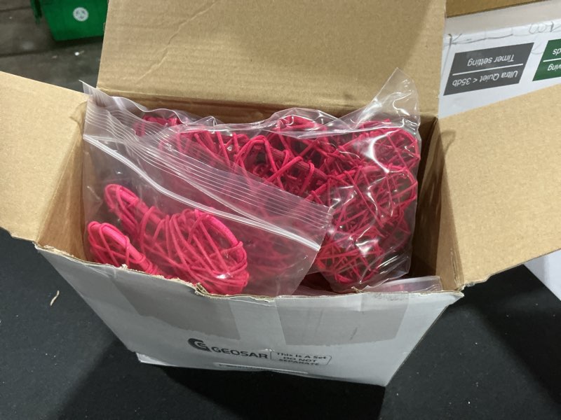 Condition photo showing New/Like New for Geosar 24 Pcs Heart Shaped Rattan Balls Mother's Day Bowl Vase Fillers Potpo 4 Colors for Wedding DIY Table Craft Centerpieces Home Decor(4 Inch + 3 Inch,Rattan) Rattan 4 Inch + 3 Inch