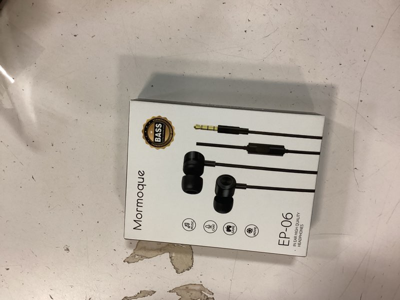 Condition photo showing New/Like New for EP-06 Wired Earbuds in-Ear Earphones,Build-in Microphone Noise Isolating Headphones,3.5mm Jack 4.9ft Long Cord Ear Buds,HD Bass Audio,with 6 Ear Tips,for Smartphones/Laptop/Computer Etc-Black Classic black 3.5mm Jack