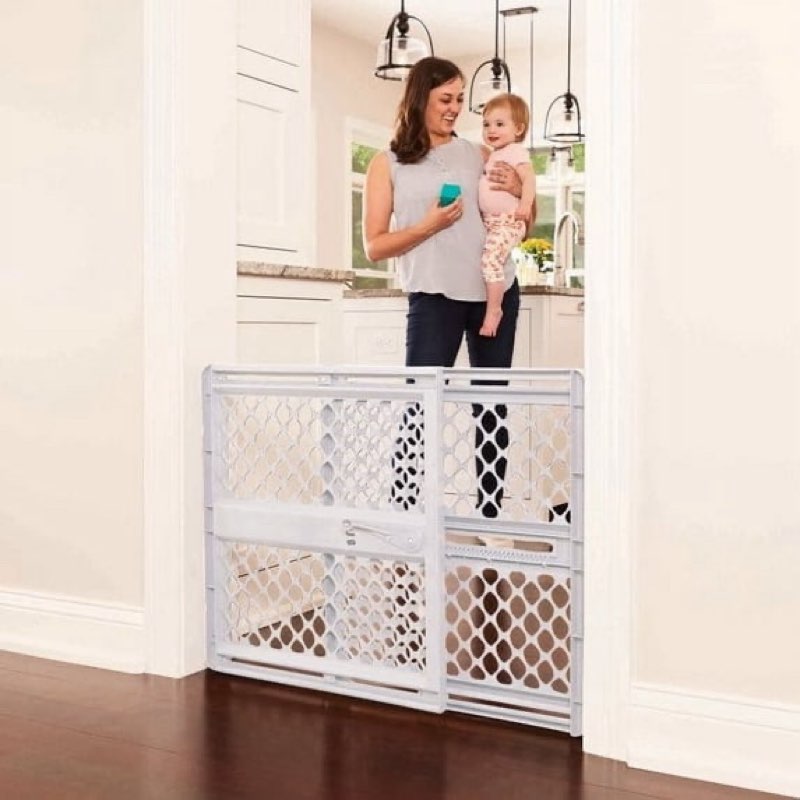 toddleroo by north states 26"-42" supergate explorer baby safety gate, gray plastic