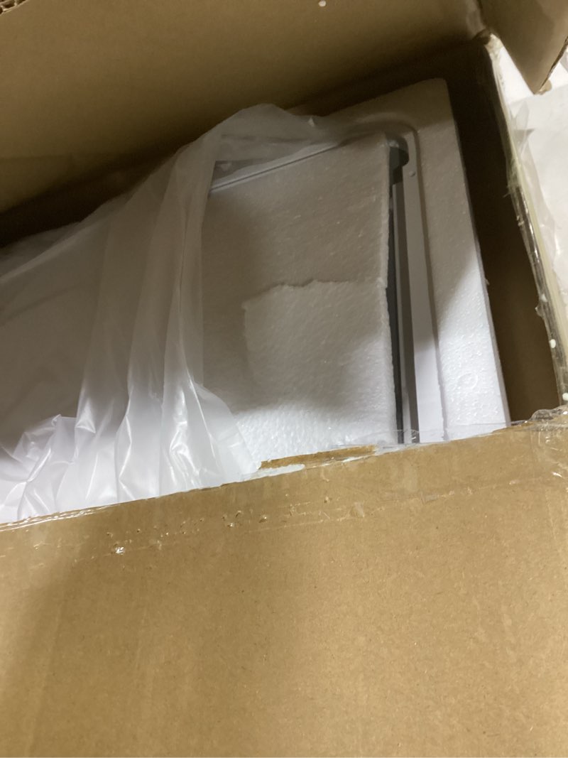 Condition photo showing Good Condition for LOAAO 20x30 Inch White Metal Framed Bathroom Mirror for Wall, White Bathroom Vanity Mirror Farmhouse, Large Rounded Rectangle Mirror, Anti-Rust, Hangs Horizontally or Vertically White 20"L x 30"W