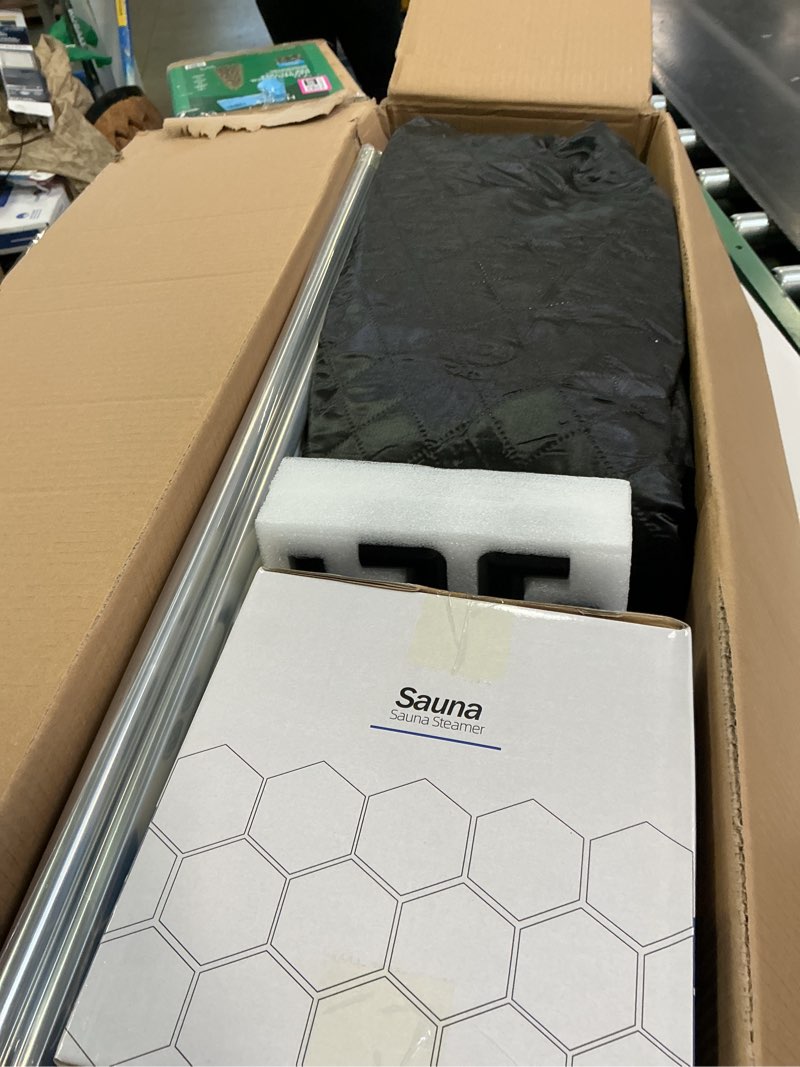 Condition photo showing Good Condition for Infrared Sauna Box, Portable Steam Sauna with 3L Steamer, 5-Layer Waterproof, Thermal Insulation, Folding Chair, for Home Spa, Indoor & Outdoor(Black) Black-c1