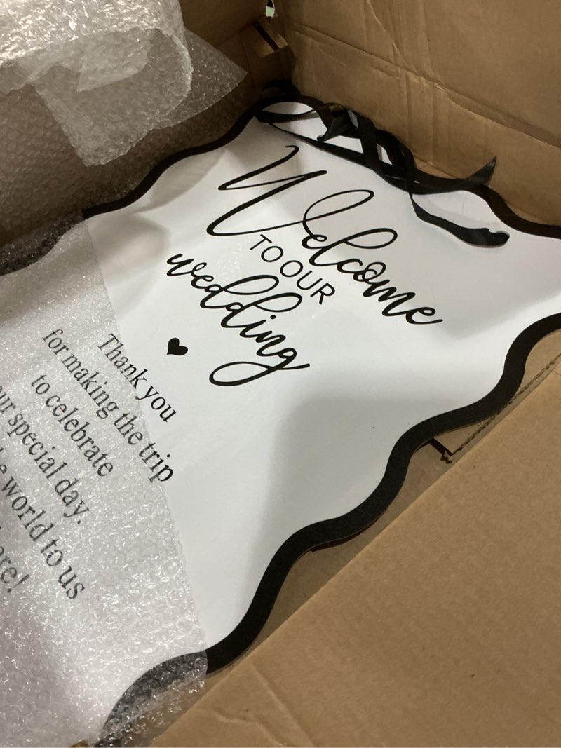 Condition photo showing Good Condition for 24"x18" acrylic wedding welcome sign welcome to our wedding large display stand decoration acrylic bridal shower welcome sign stand decor for garden ceremony lawn outdoor indoor