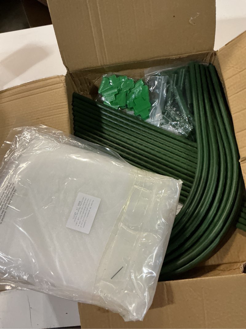 Condition photo showing Good Condition for garden netting kit for raised beds, 8x24ft ultra fine mesh netting with 6 sets garden hoops, plant row cover insect netting birds pest barrier net for vegetable fruit flowers
