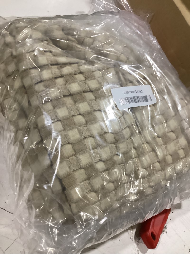 Condition photo showing As Is for bedsure cooling cotton waffle queen size blanket -lightweight breathable blanket of rayon derived from bamboo for hot sleepers, luxury throws for bed, couch and sofa, light brown, 90x90 inches queen (90" x 90") 03 - light brown