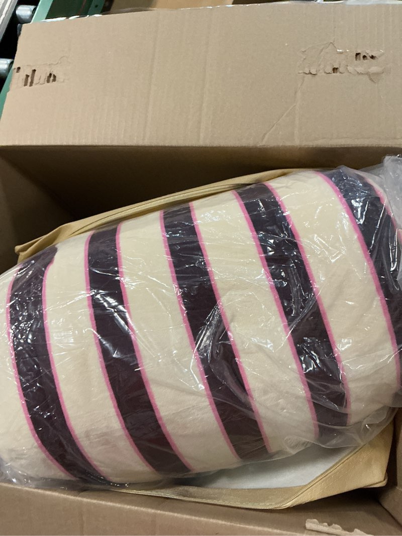 Condition photo showing As Is for bedbay striped king comforter set velvety fleece comforter set modern style striped beding lightweight pcs boho bedding quilt farmhouse fluffy bed set for all seasons vertical stripes-brown/pink king