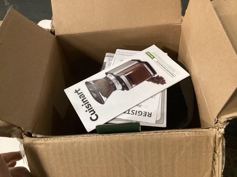 Condition photo showing As Is for Cuisinart Coffee Grinder, Electric One-Touch Automatic Burr Coffee Grinder with 18-Position Grind Selector, Cup Size Selector for 4 – 18 Cups, DBM-8P1, Black Stainless Burr Mill Stainless Steel