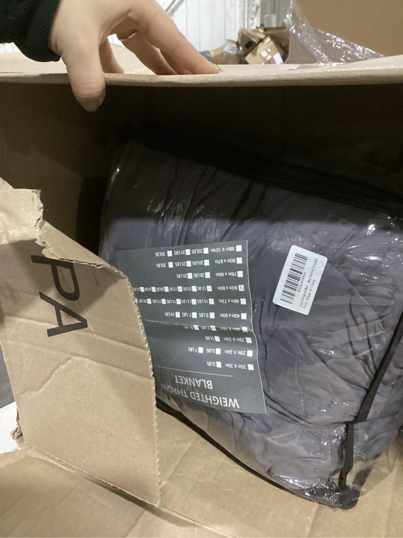 Condition photo showing As Is for 25 lbs weighted blanket Queen Size for Adults (60”x 80”, Grey) Cooling Heavy Blanket for Sleeping Perfect for 240-260 lbs, Winter Thick Breathable Blanket with Premium Glass Bead, Machine Washable Grey 60X80-25 lbs