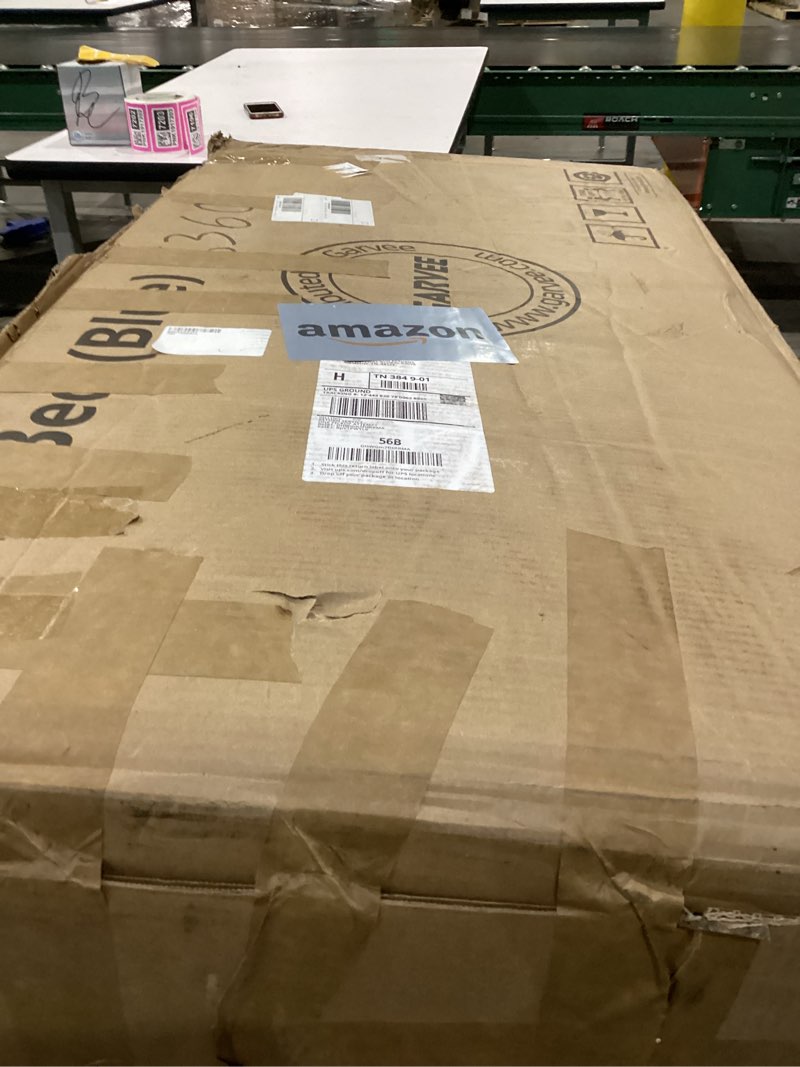 garveehome twin bed frame with storage headboard, kids bed frame with 2 drawers, boucle upholstered platform bed with bookcase, no box spring needed, easy assembly, blue blue twin