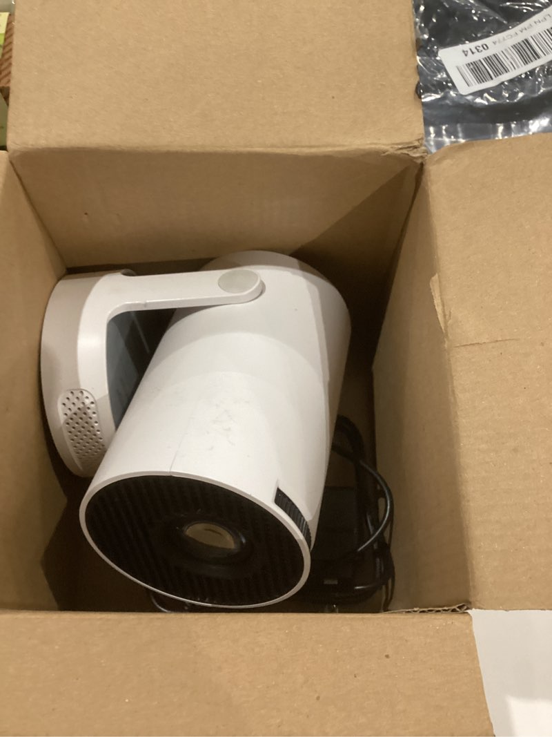 Condition photo showing As Is for Magcubic 2025 Upgraded Mini Projector 4K support with WiFi 6 and Bluetooth 5.4, 5w Soundbase Speaker, Portable Projecteur with Auto Vertical Keystone 180° Rotatable Lens Cap for Movie Home HY300Pro+ Pure White