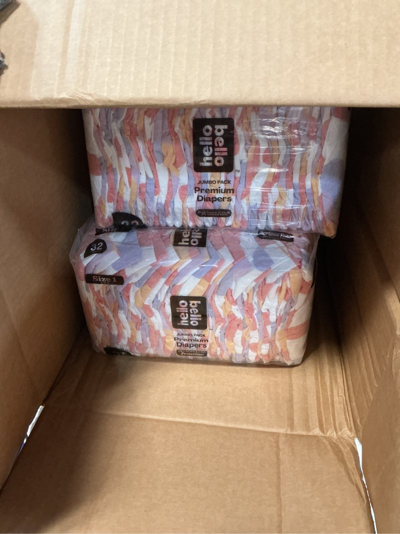 Condition photo showing As Is for Hello Bello Premium Diapers, Size 1 (8-12 lbs) Surprise Pack for Girls - 128 Count, Hypoallergenic with Soft, Cloth-Like Feel - Assorted Girl & Gender Neutral Patterns Girl/Neutral (Assorted Style) Size 1