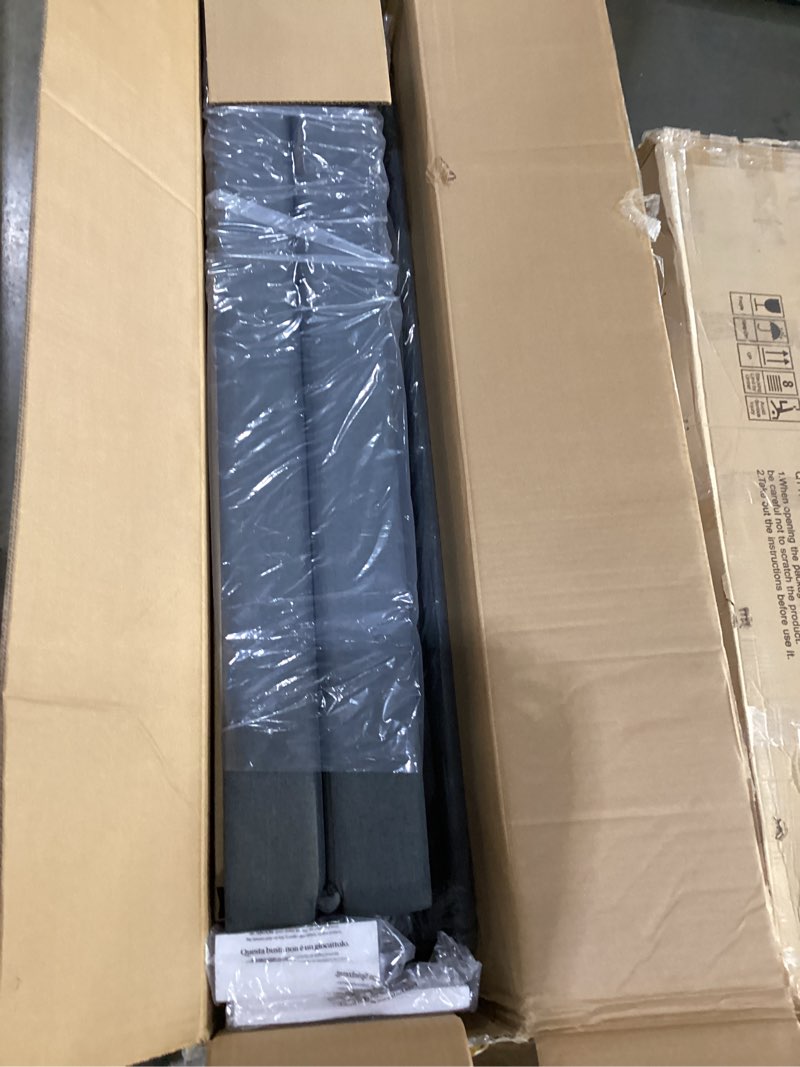 Condition photo showing New/Like New for ZINUS King Piper Upholstered Platform Bed with Horizontal Paneled Headboard, Wooden Slat Support, No Box Spring Needed, Easy Assembly, Eco Friendly Packaging, Dark Grey King Horizontal Tufted