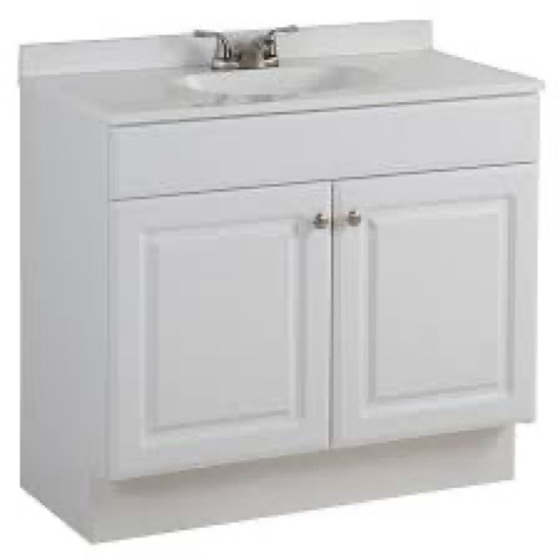 Project Source 36-in White Single Sink Bathroom Vanity with White