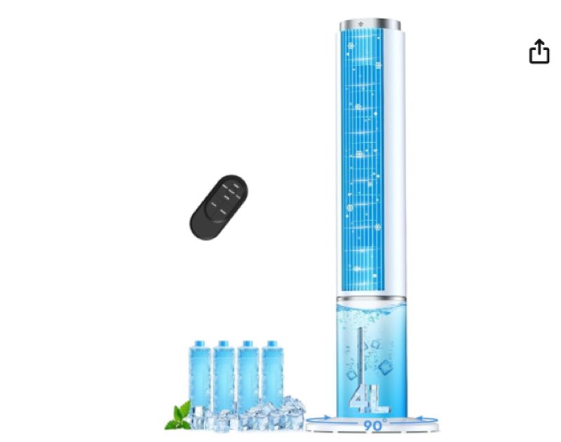 42 INCH Windowless Portable Air Conditioners w/4 Modes & 3 Speeds, 1-Gal Tank for 15H Cooling, 12H Timer, Swamp Cooler Air Conditioner No Window Needed, 90° Oscillating AC Unit for Bedroom