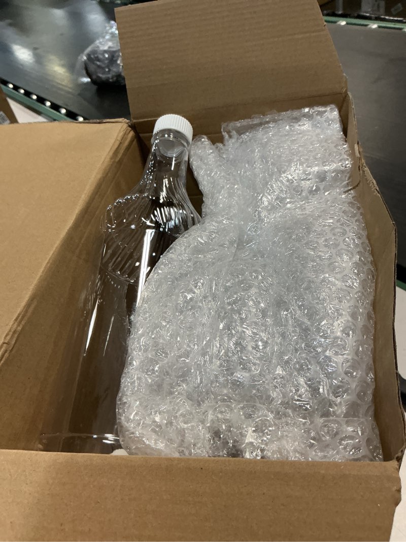 Condition photo showing New/Like New for dandat 20 pcs 32 oz plastic long neck bottles with pourer and caps plastic juice pour bottles with stainless steel pourer tapered spout for liquor juice store (sliver) sliver 20