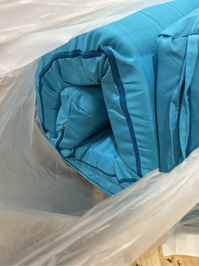 Condition photo showing Good Condition for outdoor bench cushion: waterproof and fade resistant patio furniture cushions - non-slip bench pad cushion with removable cover for garden swing porch sofa settee, 48 x 18 x 3 inch, teal 48x18x3 inch teal