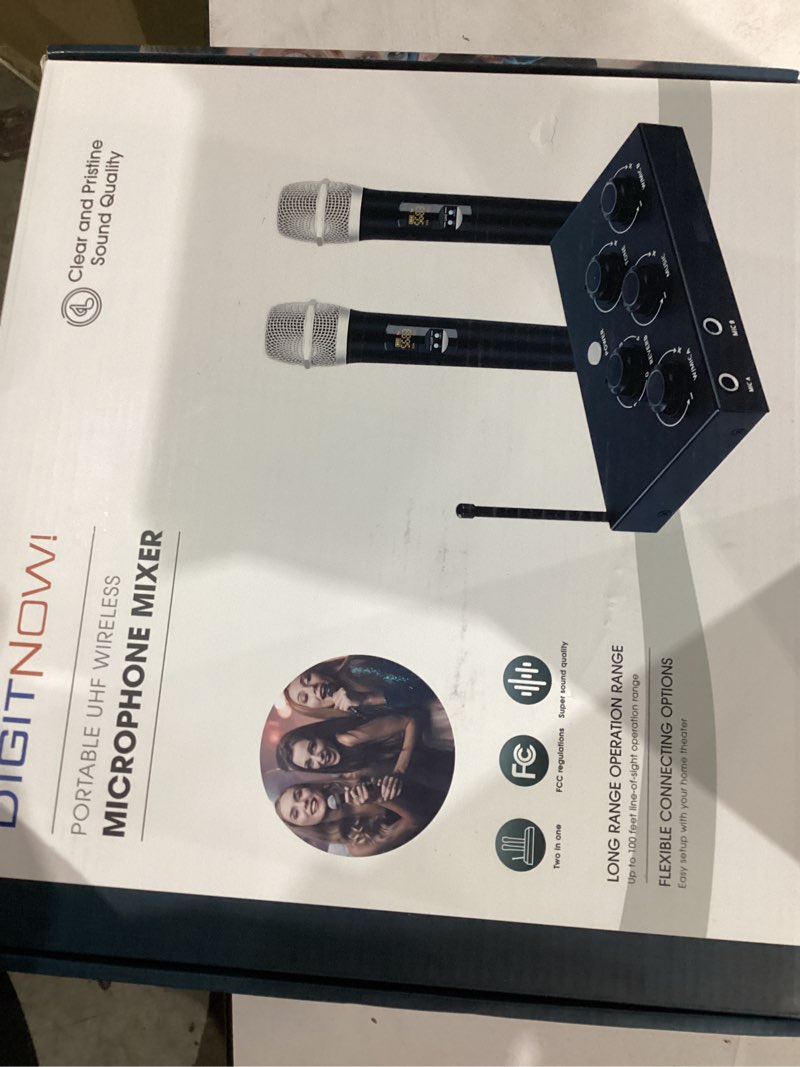 Condition photo showing New/Like New for digitnow!portable karaoke microphone mixer system set, with dual uhf wireless mic, hdmi-arc/optical/aux & hdmi in/out in singing receiver for smart tv, pc, ktv, home theater, amplifier, speaker