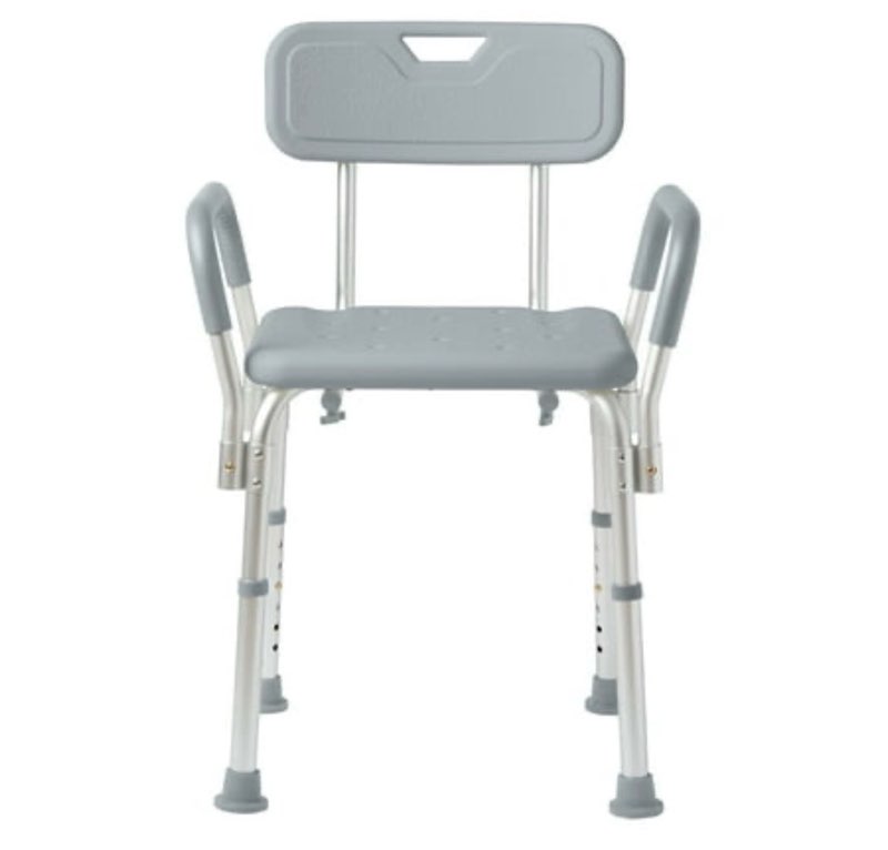 Medline Shower Chair with Backrest and Padded Armrests  350 lb. Capacity  Gray