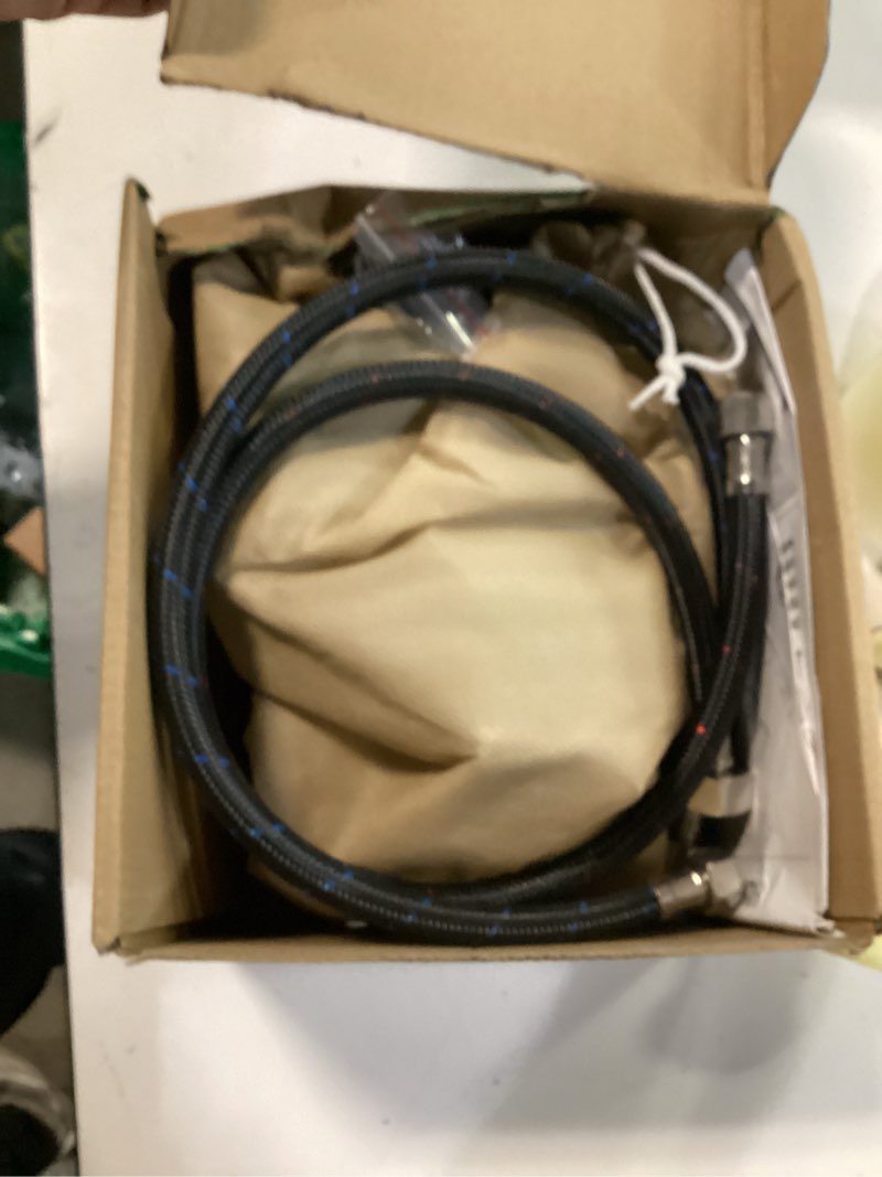 Condition photo showing Good Condition for Matte Black Bathroom Sink Faucet, Hurran 4 inch Bathroom Faucets for Sink 3 Hole with Pop-up Drain and Supply Lines, Stainless Steel 2-Handle Faucet for Vanity RV Restroom 4 Inch Matte Black