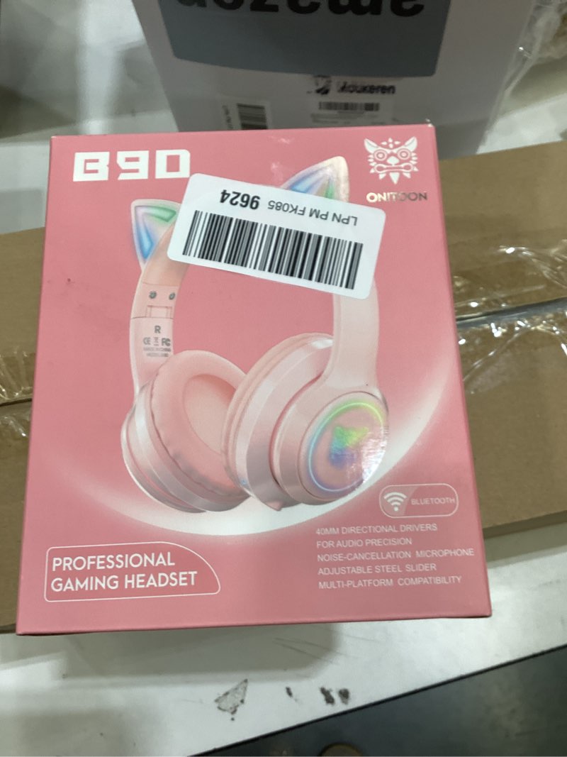 Condition photo showing New/Like New for Cat Ear Bluetooth Headphones for Kids & Adults, 55H Play Time, Wireless Foldable & Wired Multi-Function LED Light Up Over Ear Headphones with Mic and Volume Control for iPhone/iPad/Laptop/PC Adults-105dB-Black