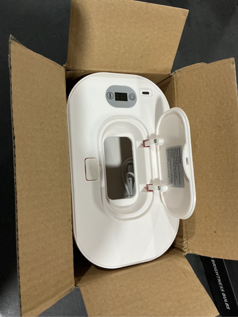 Condition photo showing New/Like New for Baby Wipe Warmer and Baby Wet Wipes Dispenser, 5 Modes of Temperature Heating Control Portable Diaper Wipes Warmer for Newborn Baby, Baby Shower Gifts White