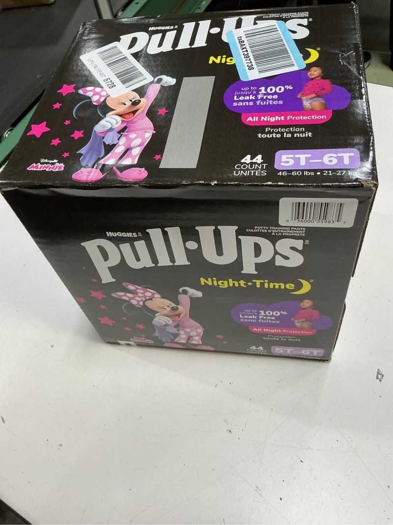Condition photo showing New/Like New for Pull-Ups Girls' Night-Time Potty Training Pants, Size 5T-6T Overnight Training Underwear (46-60 lbs), 44 Ct 5T-6T 44