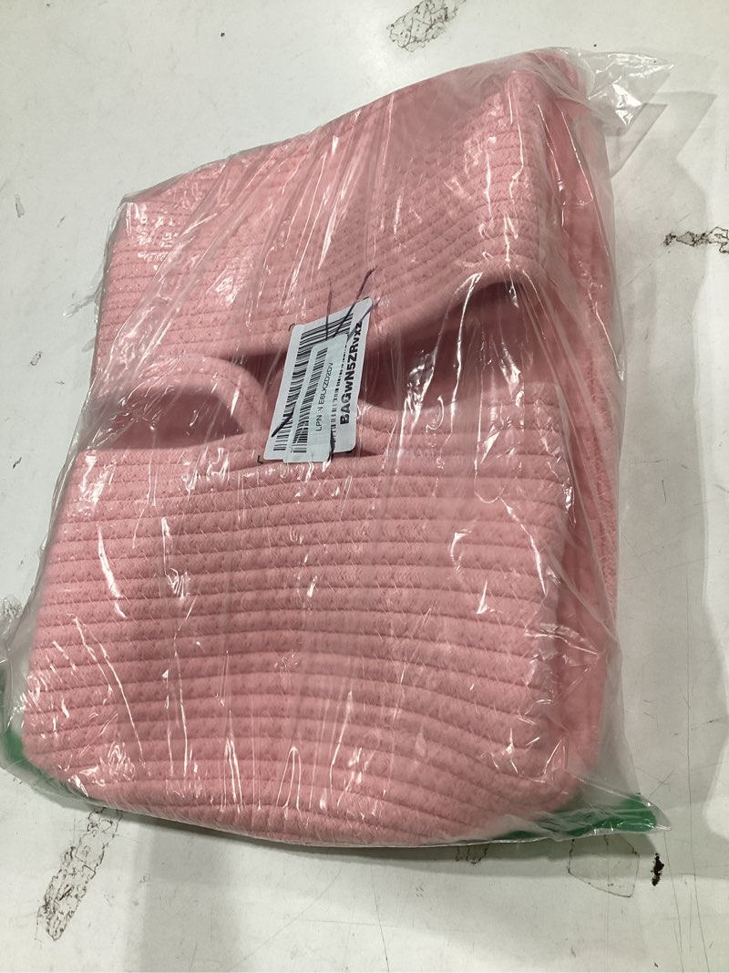 Condition photo showing New/Like New for oiasket large empty gift baskets for baby shower, 16.5" l x 12.6" w x 7" h cute woven storage basket with gift bags and ribbons, small rope toy basket with handles, cat dog pet toy organizer - pink pink large: 16.5"l x 12.6"w x 7"h