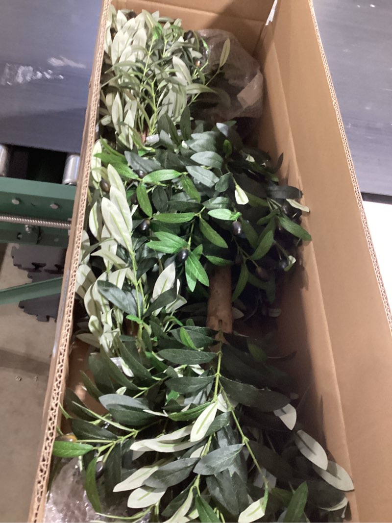 Condition photo showing Good Condition for artificial olive double ball topiary trees, 3ft faux olive topiary tree 2 packs, 35 inch fake potted plants for indoor porch decor 3ft-2 pcs