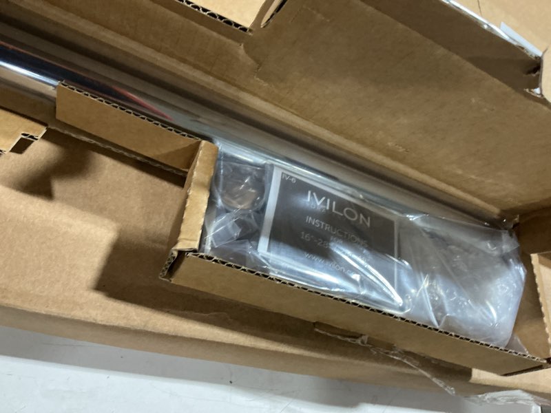 Condition photo showing Good Condition for ivilon window curtain rod decorative end cap design, 1 inch rod, 28 to 48 inch. chrome 28" to 48" chrome