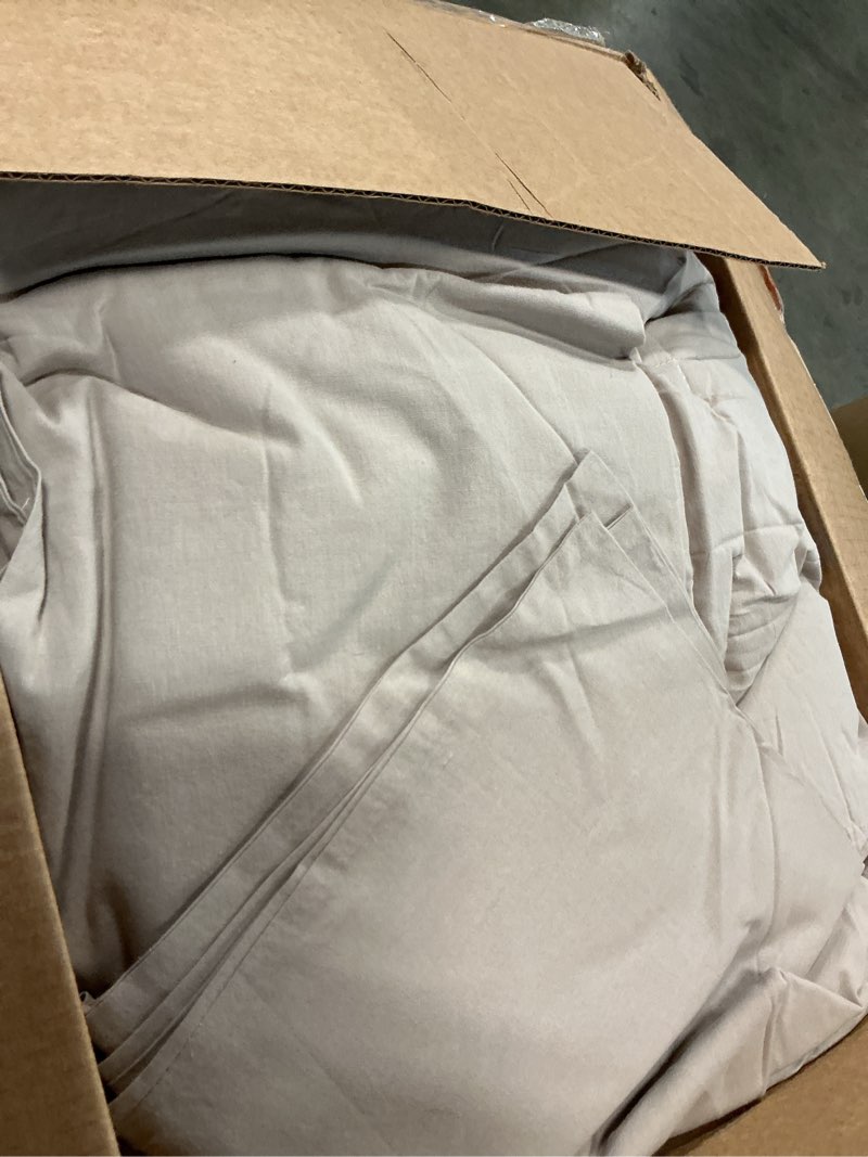 Condition photo showing As Is for Sanracie Cotton Comforter Set Queen,Linen Like Textured Bedding Comforter for Queen Size Bed 3 Pieces(1 Solid Comforter and 2 Pillowcases) Soft Lightweight Bedding Set Queen Linen