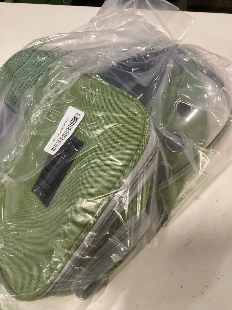 Condition photo showing New/Like New for cat backpack carrier, breathable cat carrier large space bubble pet backpack for kitty small dog up to 15lbs, transparent & foldable pet carrier for travel hiking green