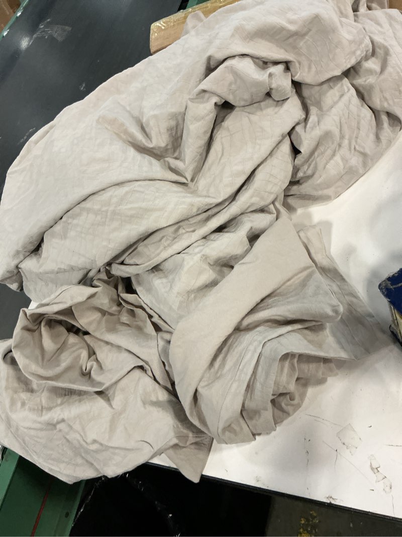 Condition photo showing As Is for MooMee Wavy Striped Duvet Cover Set 100% Washed Cotton Linen Like Textured Breathable Durable Soft Comfy (Beige, Queen 90"x90") Wavy Stripes - Beige (No Comforter) Queen (90"x90")