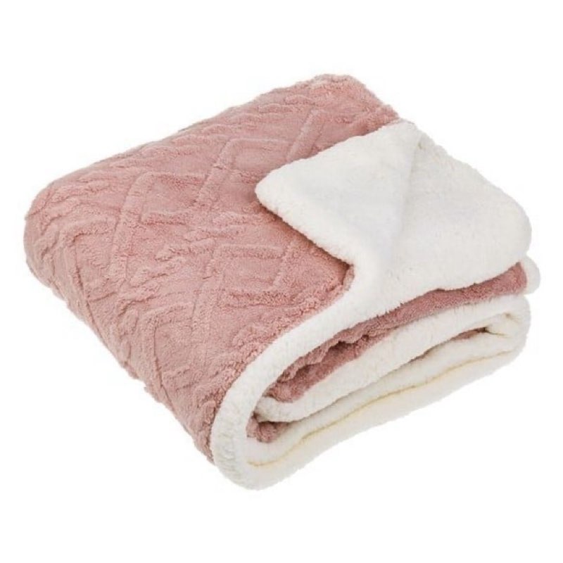 ( similarly)Dusty pink faux fur throw - armchair blanket embossed design white sherpa 160x130cm