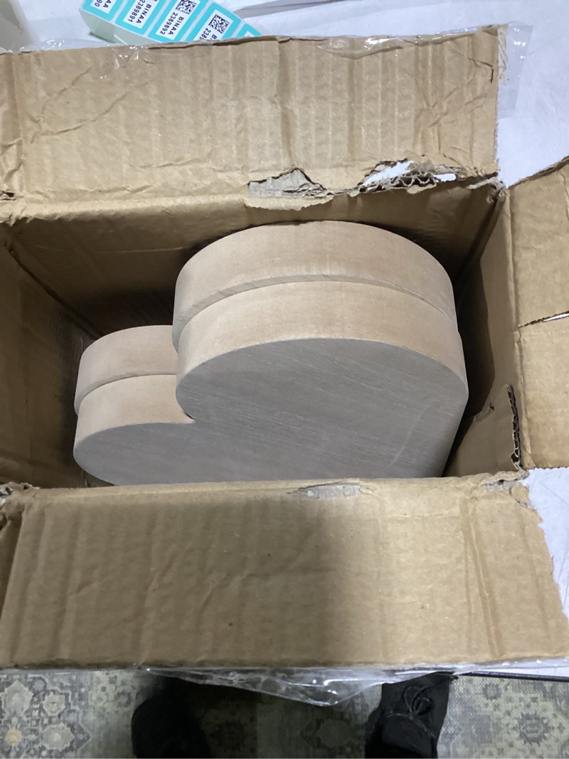 Condition photo showing Good Condition for 8 Inch 4 Pack Thick Wooden Heart for Crafts, Freestanding Wood Block Unfinished MDF Wood Heart Signs (8x8x1 in)