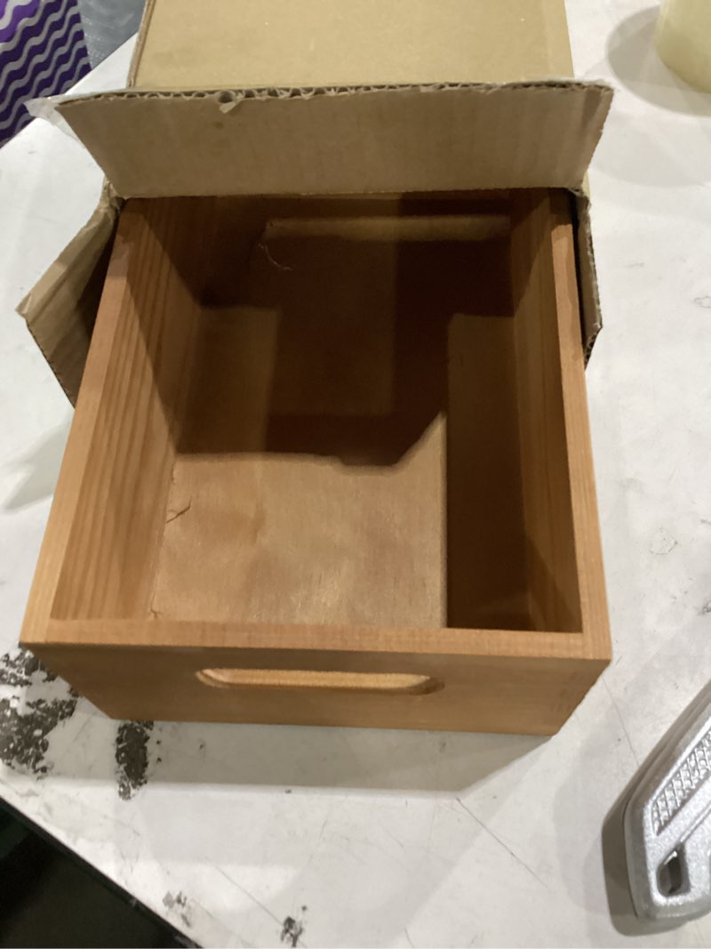 Condition photo showing Good Condition for cabilock wood crate box organizer bin 9.84x5.90x3.14in multi-functional sundries storage box for pantry office home use