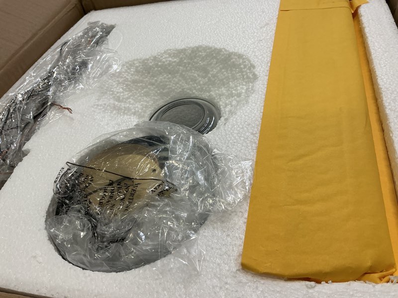 Condition photo showing Good Condition for KICHLER Everly 19.75" 1 Light Bell Pendant Clear Glass Natural Brass Natural Brass 13.75" Clear Glass