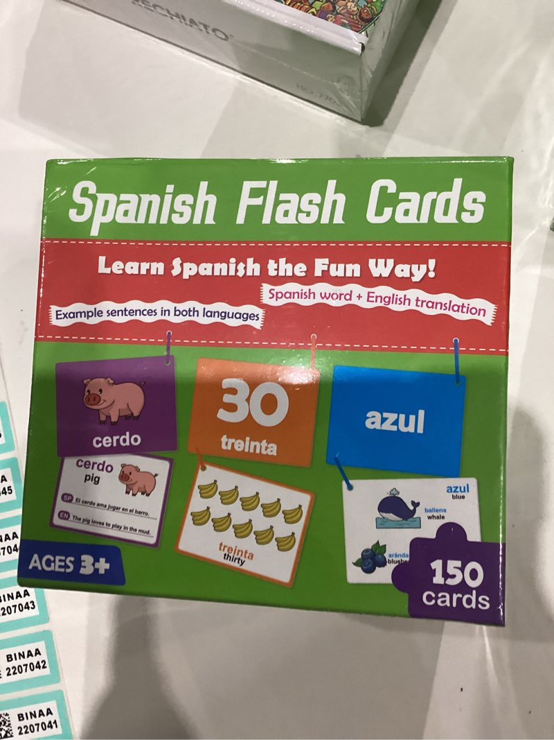 Condition photo showing New/Like New for Spanish Flash Cards Toddler Bilingual Baby Cognitive Flashcards, Alphabet, Animals, Numbers, Shapes Colors, First Words, Body Parts,Emotions,Educational Toys Kindergarten Learning Activities