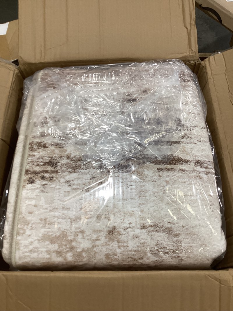 Condition photo showing Good Condition for kakania 10x12 washable area rug - abstract soft non-slip modern low-pile carpet for living room bedroom office dorm, kid pet safe robot vacuum friendly - brown brown 10' x 12' (rectangular)