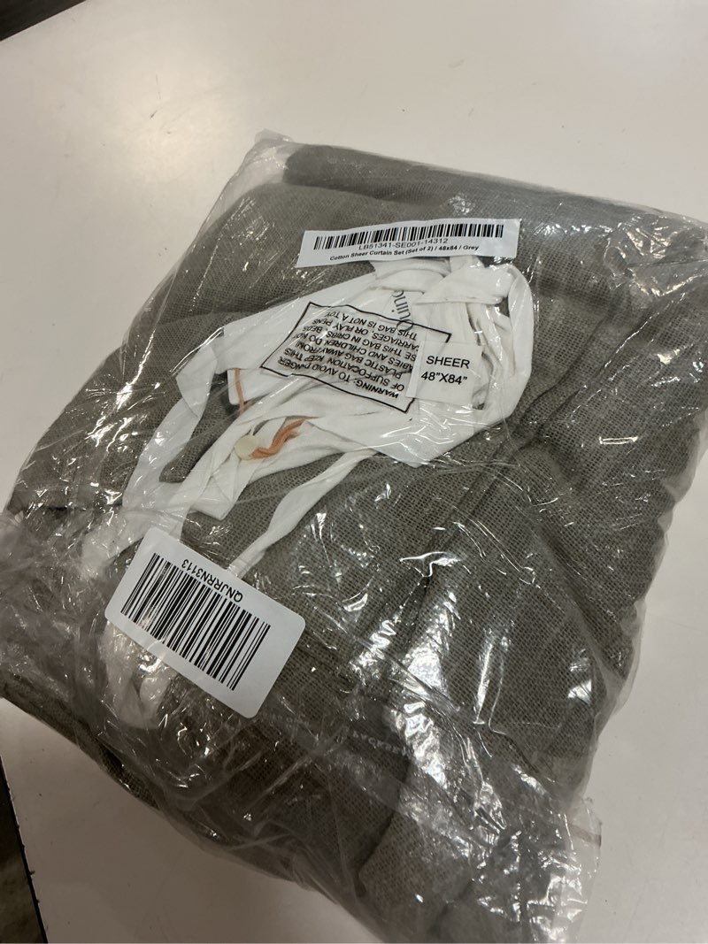Condition photo showing Good Condition for cotton slub curtain - single panel, 48x84, grey