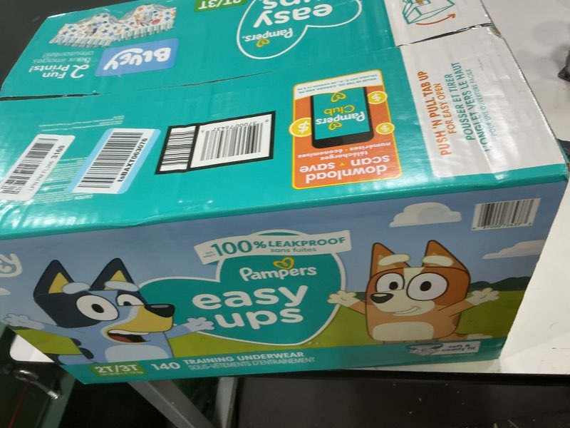 Condition photo showing New/Like New for pampers training pants - easy ups boys & girls bluey - size 2t-3t, 140 count, children's potty underwear (packaging may vary) 2t-3t 140