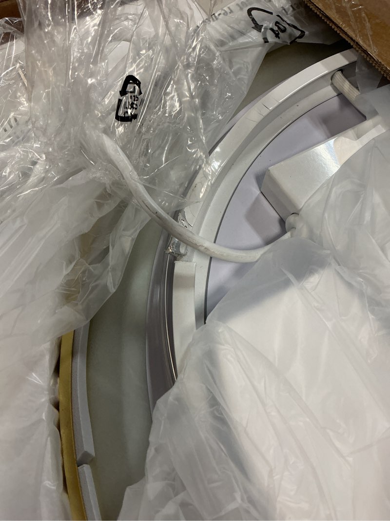 Condition photo showing As Is for tetote gold oval led mirror with lights 20" x 32" metal framed oval lighted bathroom vanity mirror wall mounted, front and backlit 3 color stepless dimmable anti fog, shatterproof, cri 90+ 32"l x 20"w gold