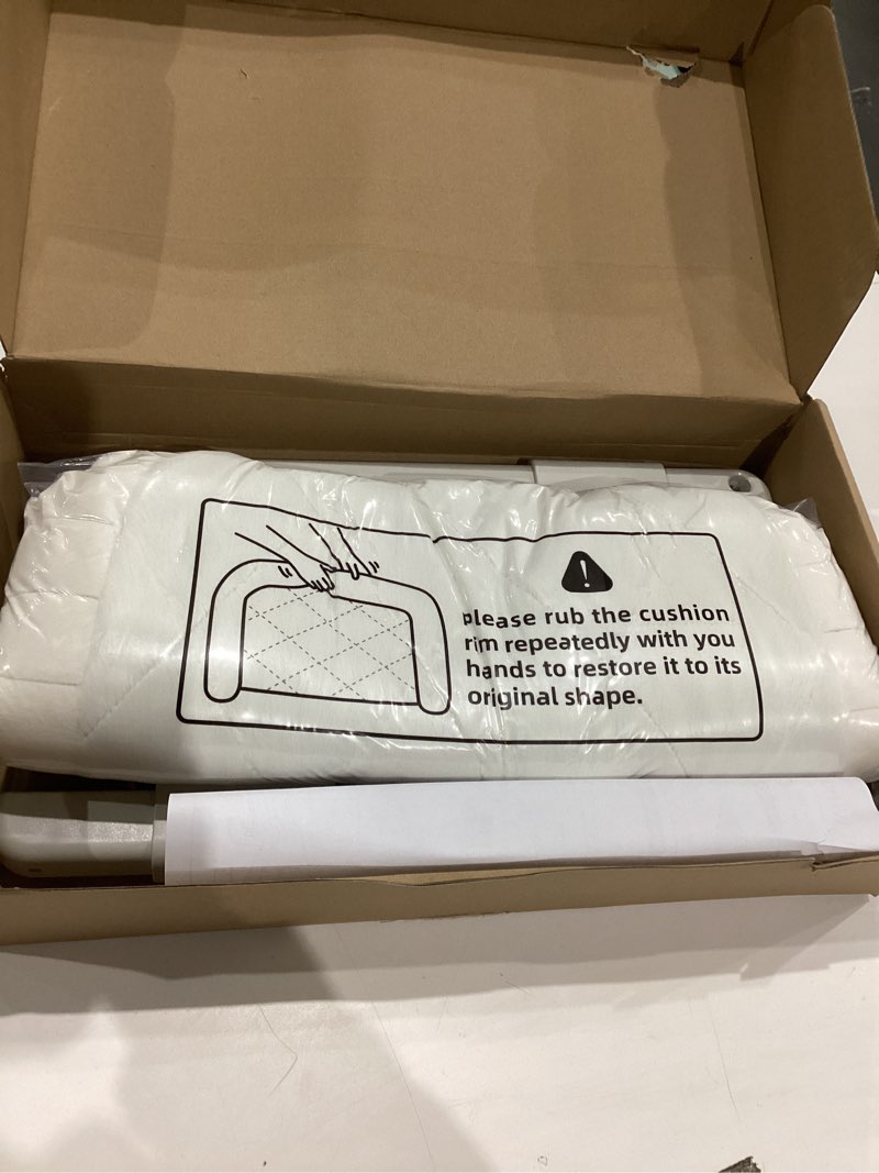 Condition photo showing As Is for Cloud-Cuddle Cat Window Perch with 4-Sided Bolster, Zipper Design Cushion Window Seat for Window Sill, Sturdy Metal Frame & Easy Assembly Pet Hammock Bed for Indoor Cats (White, Medium) White Medium