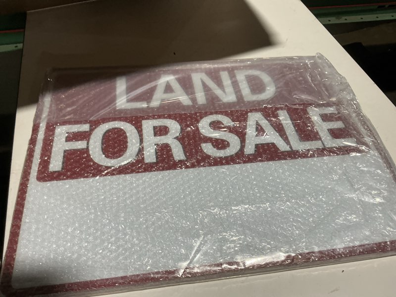 Condition photo showing Good Condition for glikceil 3 pcs 18 x 24 inch land for sale yard sign, for sale sign 23.6 inch metal ground stake, double sided printing, corrugated plastic, red white print, outdoor home house real estate