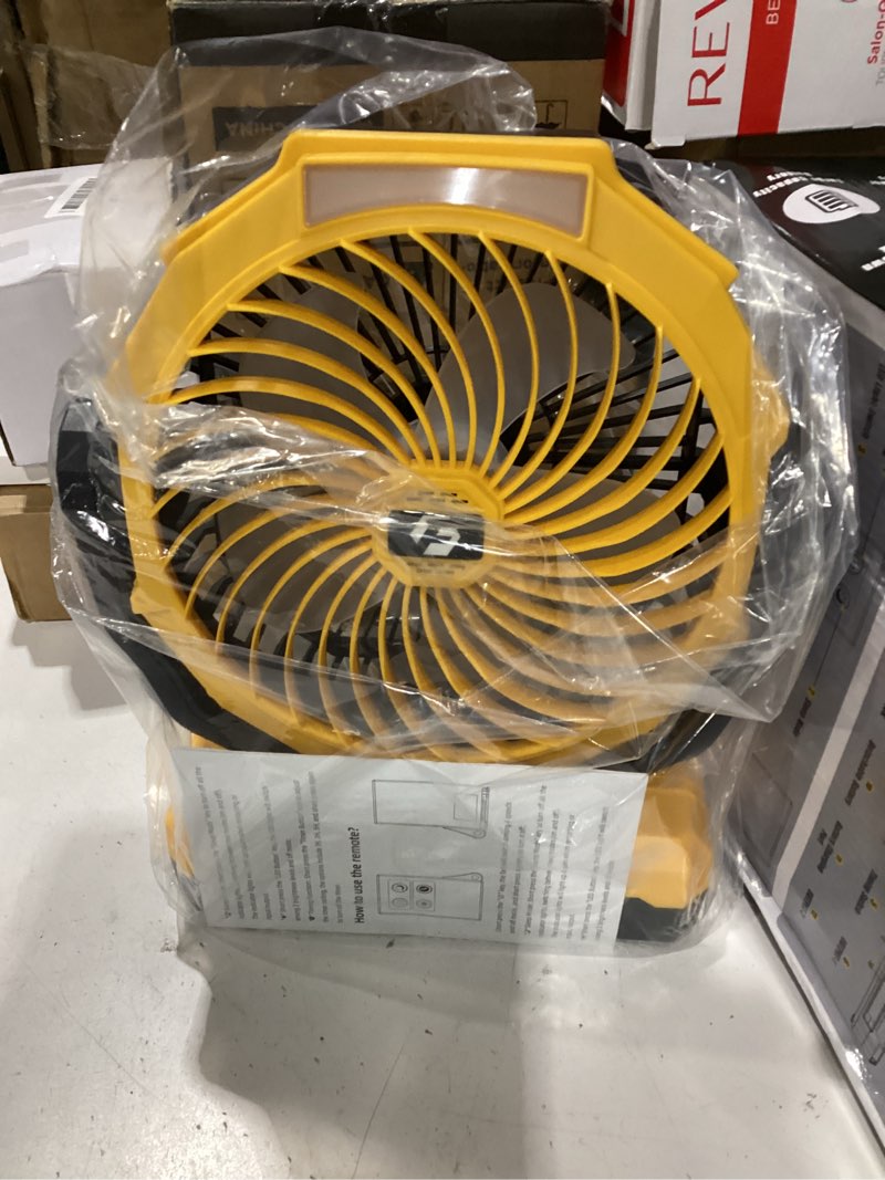 Condition photo showing Good Condition for 36000mah portable camping fan - 120hrs rechargeable fan with detachable battery with led & remote - 4 speeds battery powered for tent,travel, office, jobsite yellow2