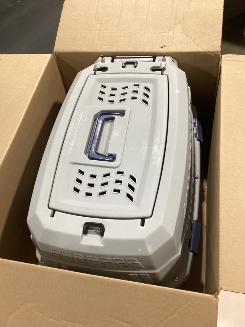 Condition photo showing Good Condition for amazon basics 2-door top-load hard-sided dogs, cats pet travel carrier, gray & blue, 22.8"l x 15.0"w x 13.0"h gray & blue 22.8"l x 15.0"w x 13.0"h