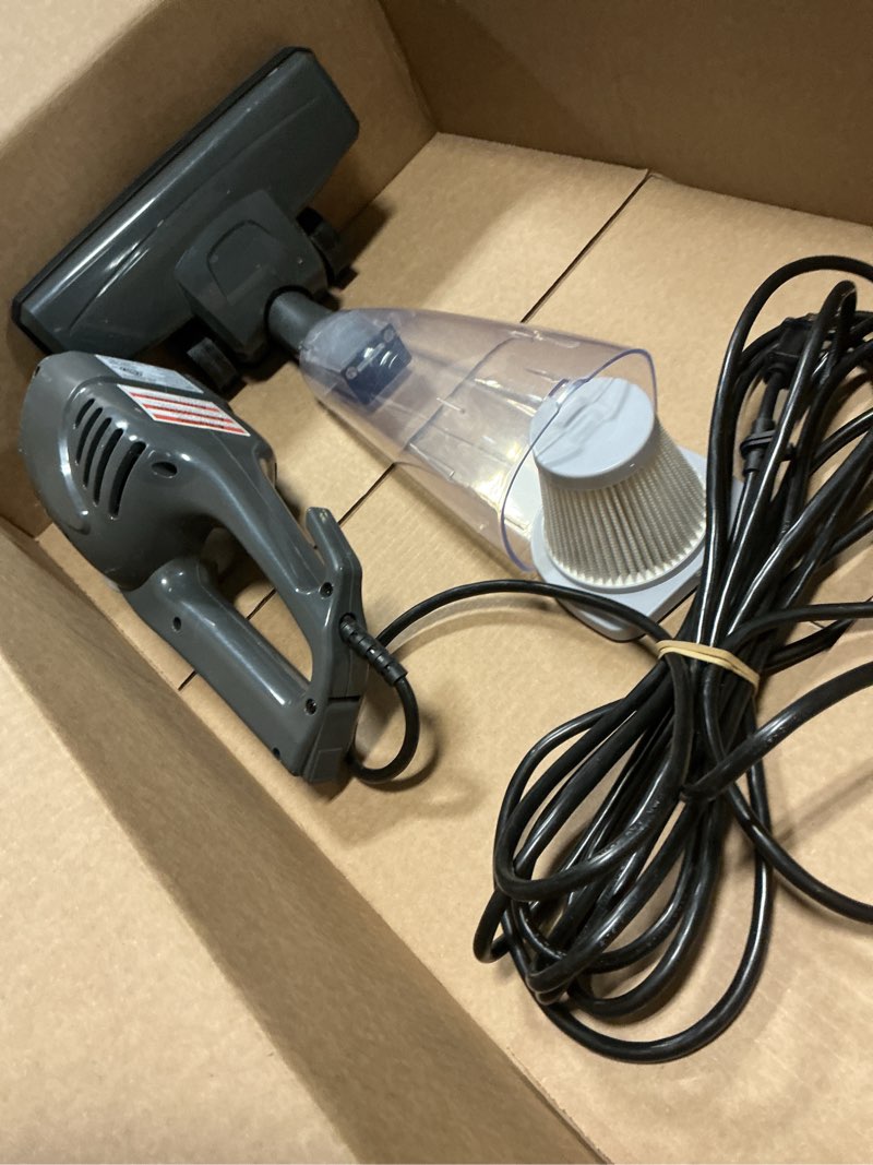 Condition photo showing As Is for Amazon Basics 2-in-1 Corded Stick Vacuum Cleaner, Convertible to Handheld, Lightweight (3.9 LBS), with Washable Filter, Crevice Tools, 0.5L Dust Cup, 19.7-Ft Cord, 300W, Black Vacuum Cleaner Only