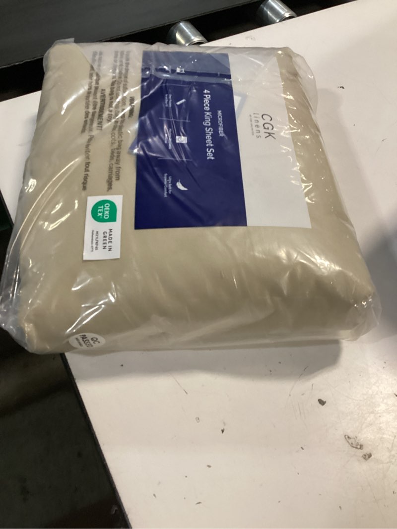 Condition photo showing Good Condition for king size 4 piece sheet set - comfy breathable & cooling bed sheets set - hotel luxury bedding for women, men, kids, teens, boys & girls - deep pockets, ultra-soft and wrinkle free - oeko-tex - beige 13 - beige king