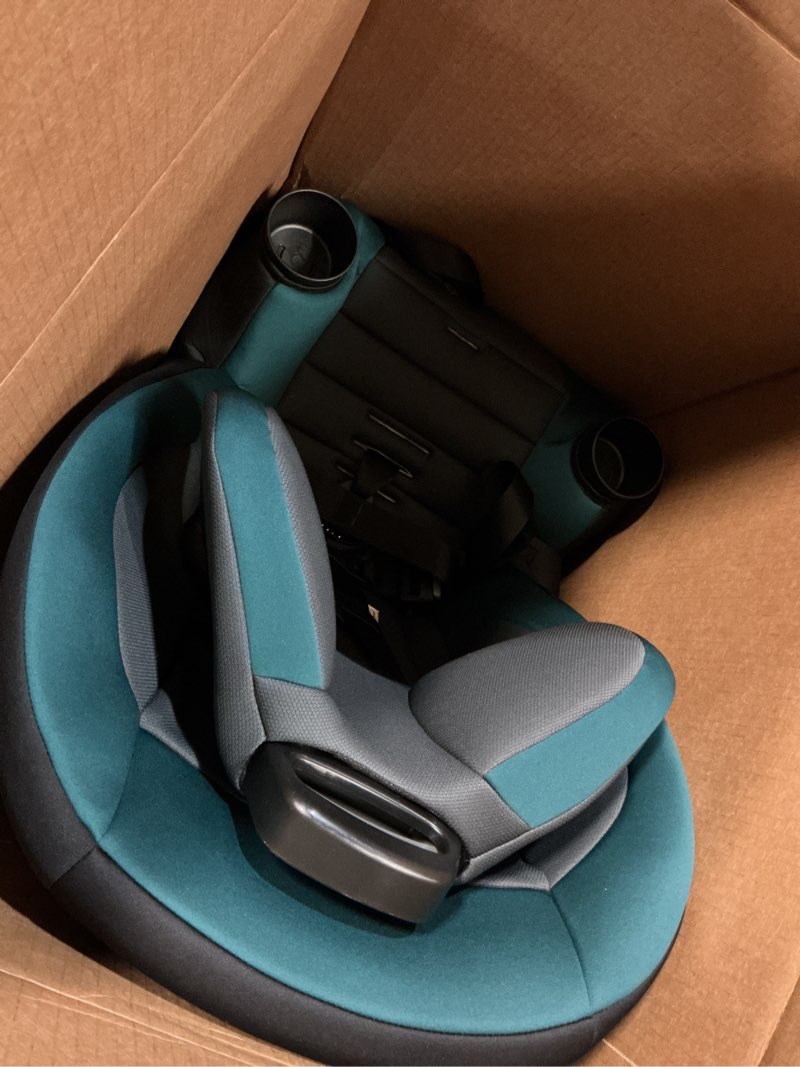 Condition photo showing New/Like New for safety 1st ellaris 3-in-1 convertible car seat, slim fit design, rear & forward-facing, 5-position headrest, 3-across fit, travel-friendly with machine-washable seat pad, peacock blue