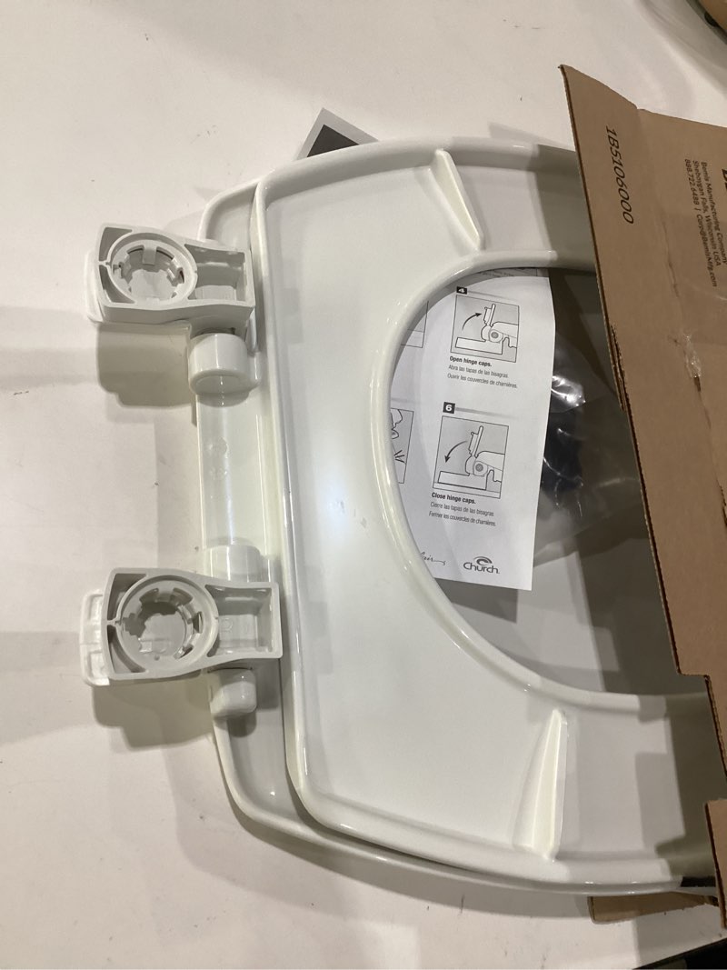 Condition photo showing As Is for bemis 7300slec slow close toilet seat, easy clean hinges and durable plastic seat, made in usa, elongated, white