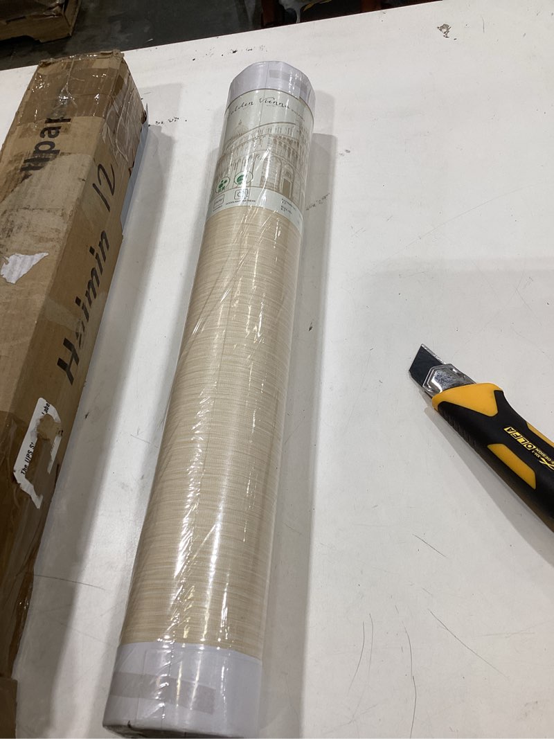 Condition photo showing Good Condition for haimin grasscloth wallpaper peel and stick 20.9in x 393in fabric contact paper wall paper textured wallpaper horizontal stripes look self-adhesive thick vinyl embossed (beige)